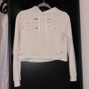 White cropped hoodie